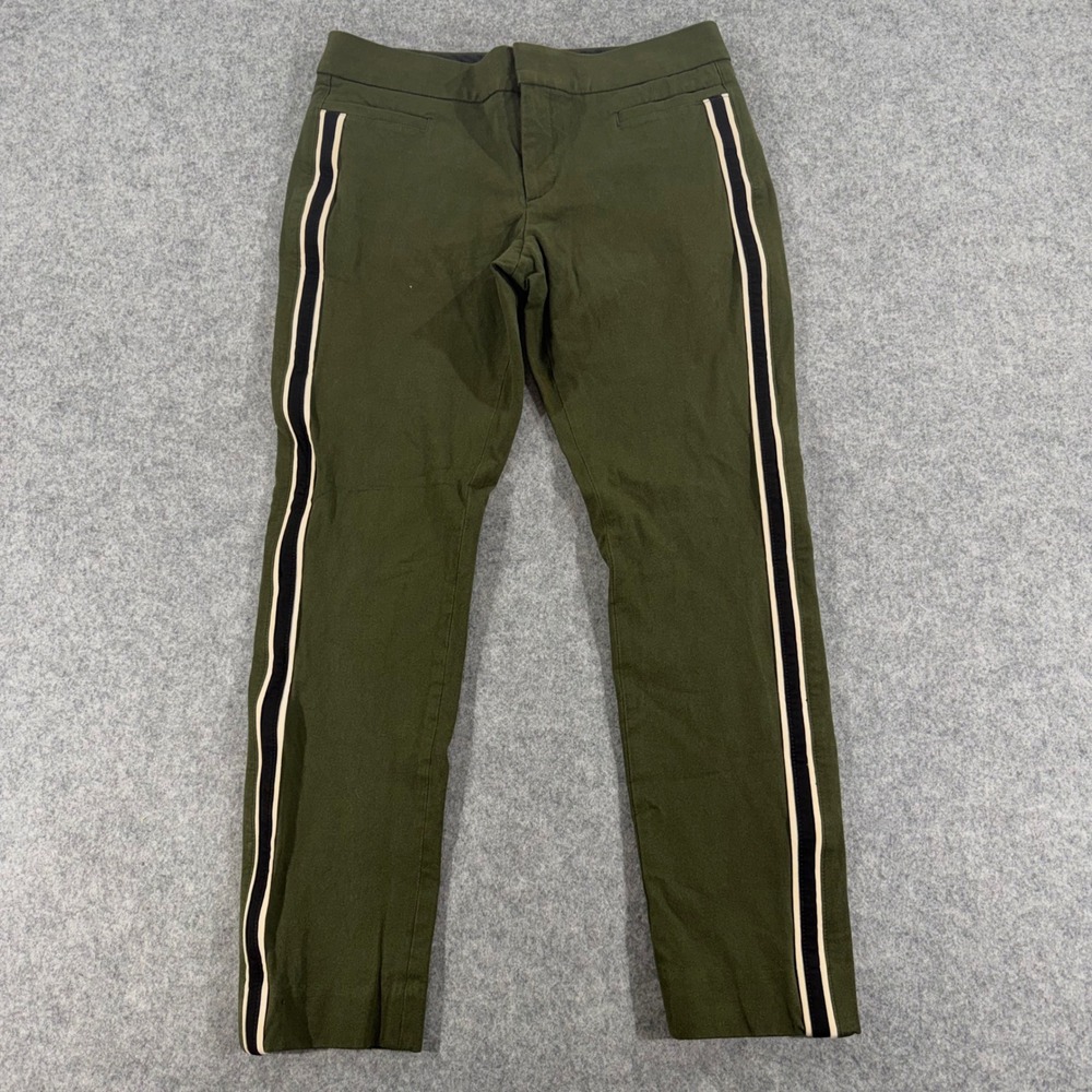 Banana Republic Sloan Slim Ankle Pants Olive Green Side Stripe Women 2